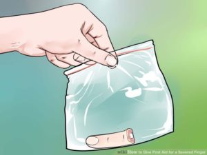 finger in bag